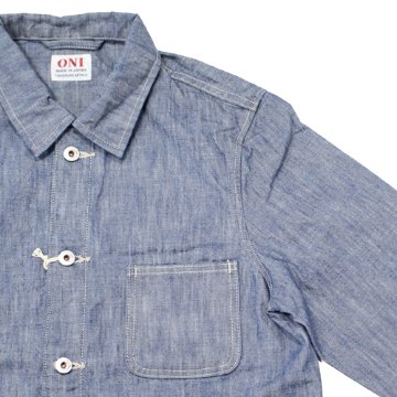 鬼デニム13ozスーパーヘビーシャンブレーカバーオール｢03501-SHVCH｣の画像