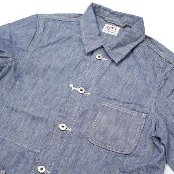 鬼デニム13ozスーパーヘビーシャンブレーカバーオール｢03501-SHVCH｣の画像