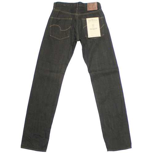 鬼デニム12oz経糸ブラック × 緯糸オリーブデニムジーンズ｢246-BKOL｣の画像