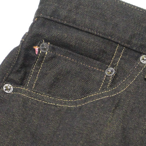 鬼デニム12oz経糸ブラック × 緯糸オリーブデニムジーンズ｢246-BKOL｣の画像