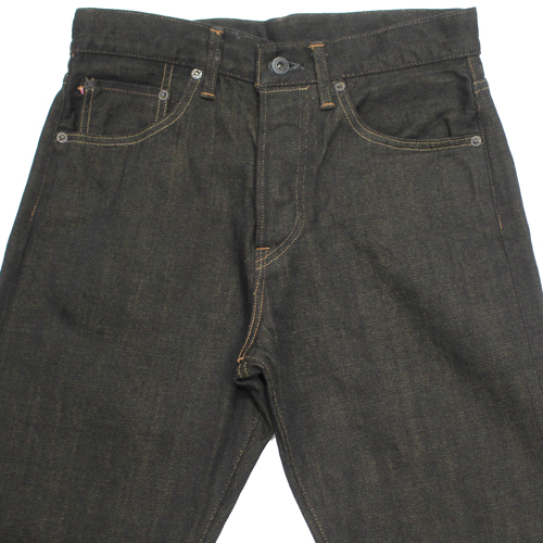 鬼デニム12oz経糸ブラック × 緯糸オリーブデニムジーンズ｢246-BKOL｣の画像