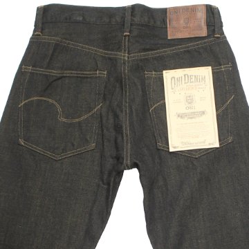 鬼デニム12oz経糸ブラック × 緯糸オリーブデニムジーンズ｢246-BKOL｣の画像