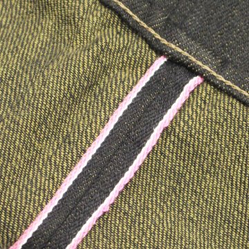 鬼デニム12oz経糸ブラック × 緯糸オリーブデニムジーンズ｢246-BKOL｣の画像