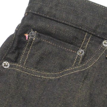 鬼デニム12oz経糸ブラック × 緯糸オリーブデニムジーンズ｢246-BKOL｣の画像