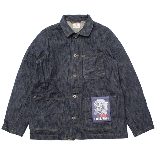 XL 極美品 鬼デニム 鬼秘 肉厚 20oz デニム カバーオール ジャケット 鬼デニム カバーオール 20oz アスファルトデニム 03502-Asphalt -JOE-