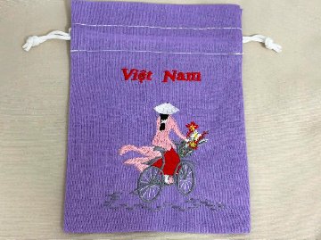 ベトナム刺繍小さなポーチ・パープルの画像