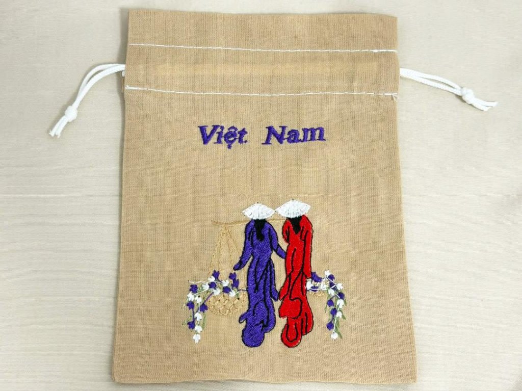 ベトナム刺繍小さなポーチ・ベージュの画像