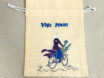 ベトナム刺繍小さなポーチ・カスタードの画像