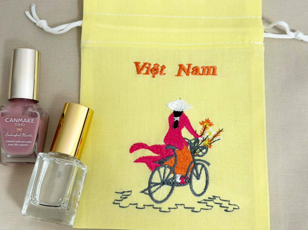 ベトナム刺繍小さなポーチ黄色の画像