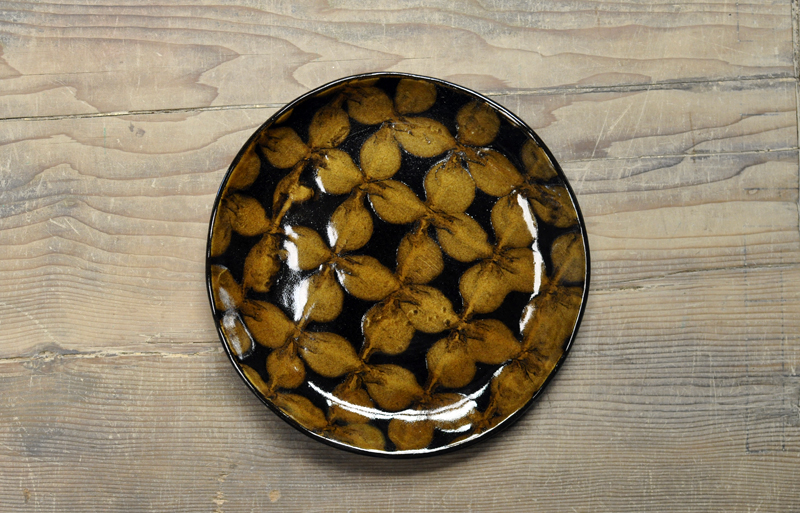 【訳あり】スリップウェア　7寸平皿（飴花）2の画像