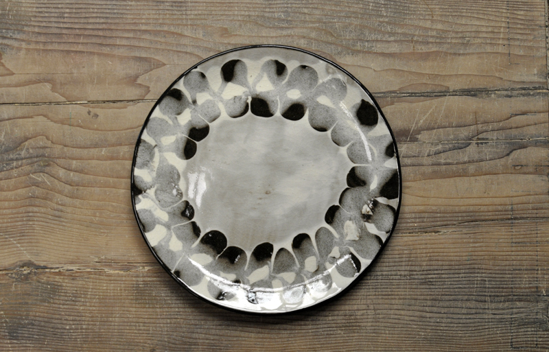 【訳あり】スリップウェア　7寸平皿（テスト柄）の画像