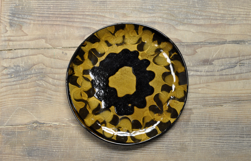 【訳あり】スリップウェア　7寸平皿（テスト柄）2の画像