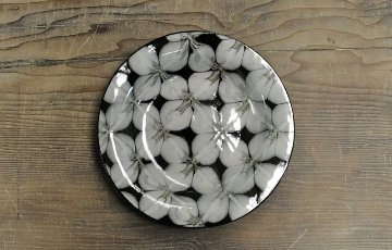 【訳あり】スリップウェア　7寸リム皿（白花）画像