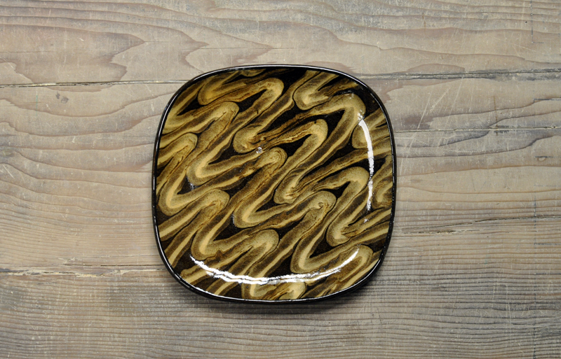 【訳あり】スリップウェア　パン皿（飴波）の画像