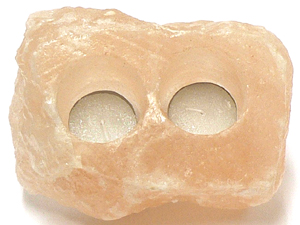 ヒマラヤ岩塩  ピンクソルト  ナチュラル型キャンドルホルダー２つ穴（洗浄済）01W画像
