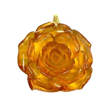琥珀 アンバー ネックレス 薔薇ペンダントトップ（01）の画像