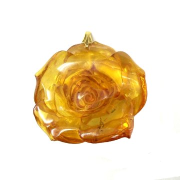 琥珀 アンバー ネックレス 薔薇ペンダントトップ（01）の画像