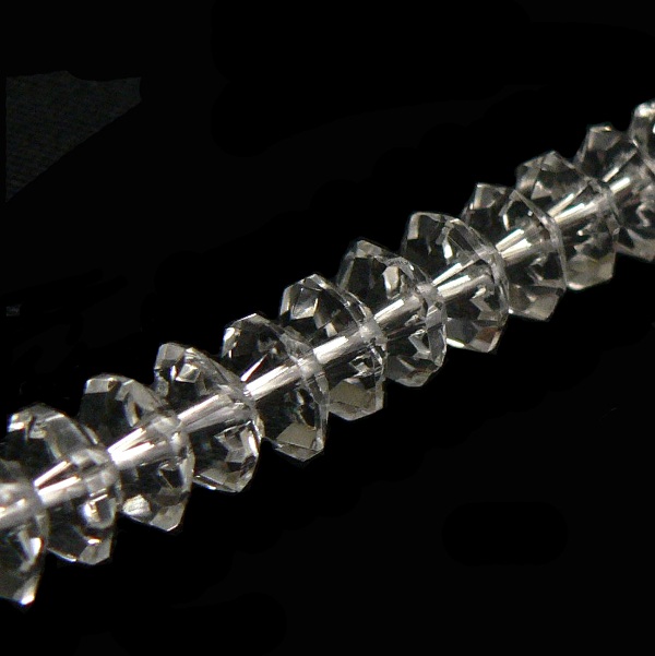 天然石 水晶  ソロバン多面カット（ 7mm×3.5mm） 10粒セット　の画像