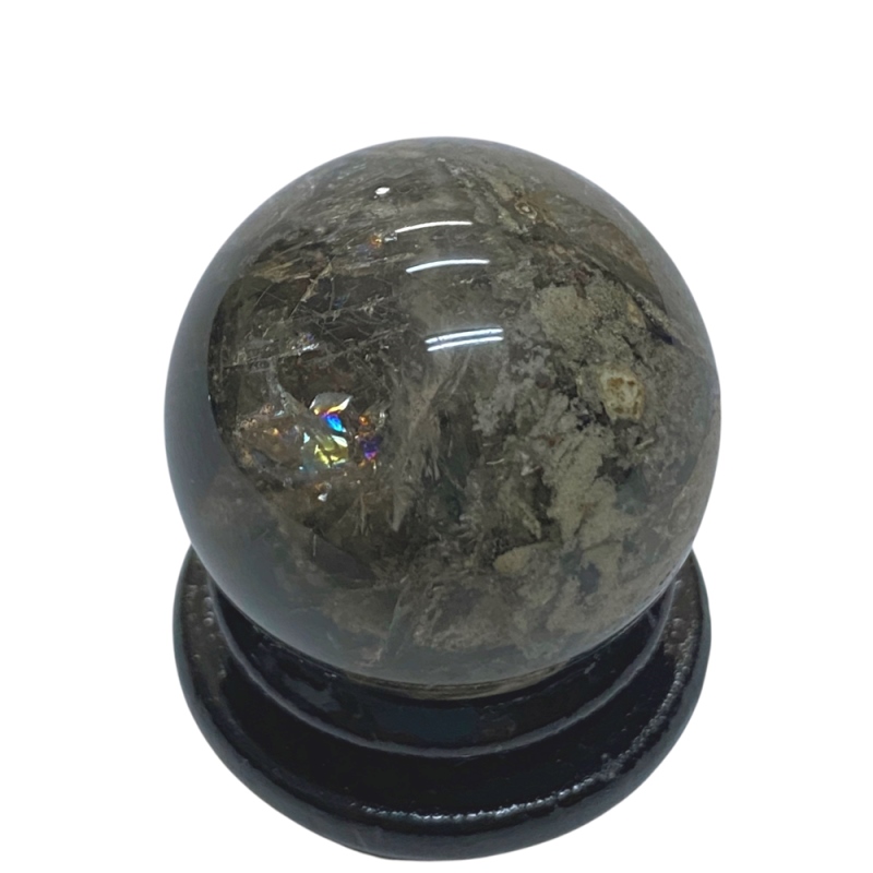 天然石 レインボー入り ガーデン水晶 庭園水晶　丸玉　（1501）の画像