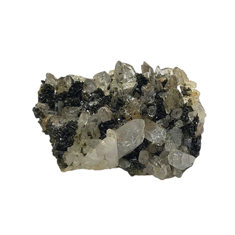 天然石 共生エピドート（緑れん石） 水晶  (クリスタル）クラスター (1309)の画像