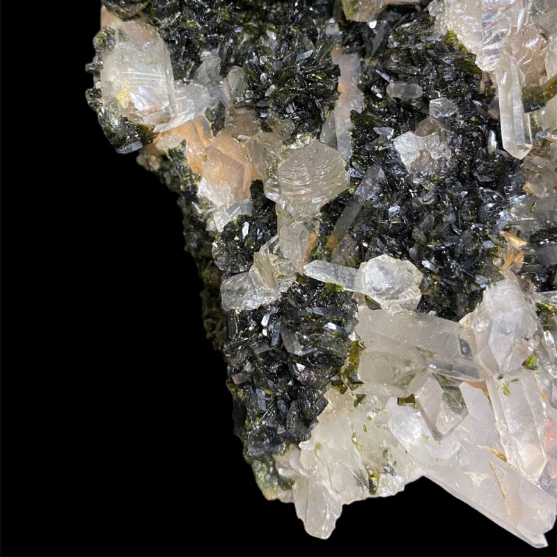 天然石 共生エピドート（緑れん石） 水晶  (クリスタル）クラスター (1309)の画像