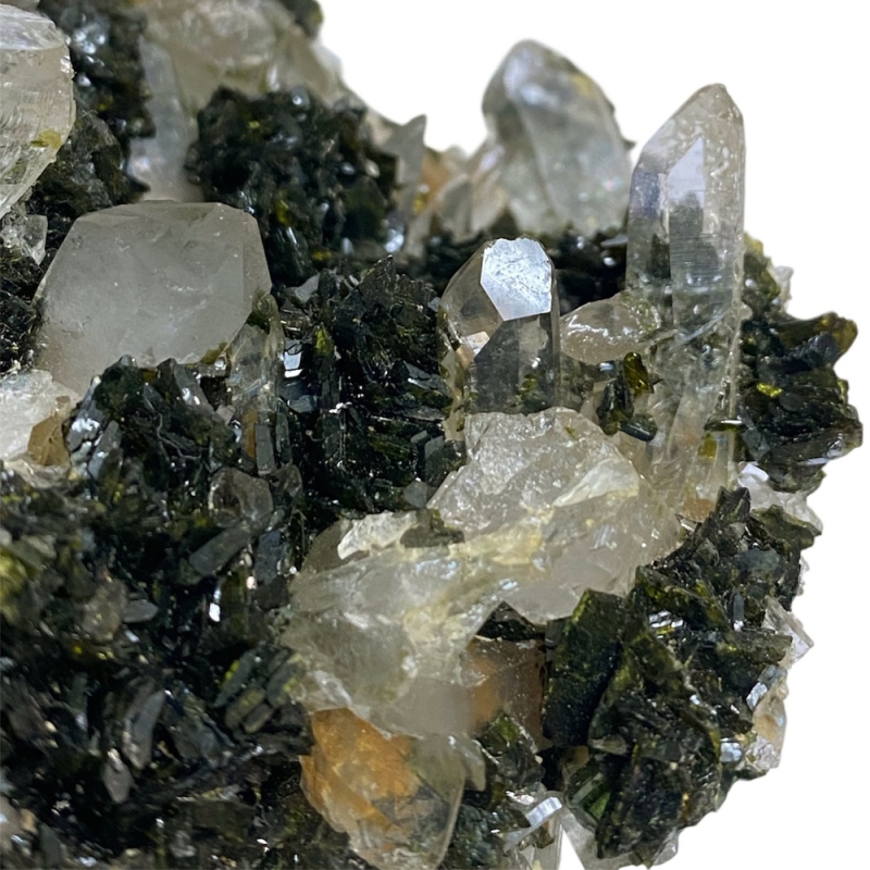 天然石 共生エピドート（緑れん石） 水晶  (クリスタル）クラスター (1309)の画像