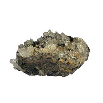 天然石 共生エピドート（緑れん石） 水晶  (クリスタル）クラスター (1309)の画像