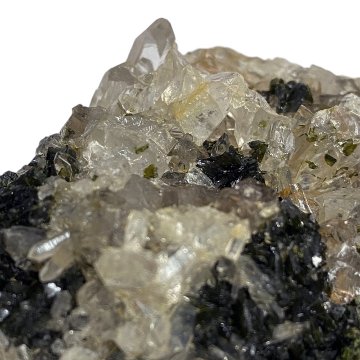 天然石 共生エピドート（緑れん石） 水晶  (クリスタル）クラスター (1309)の画像