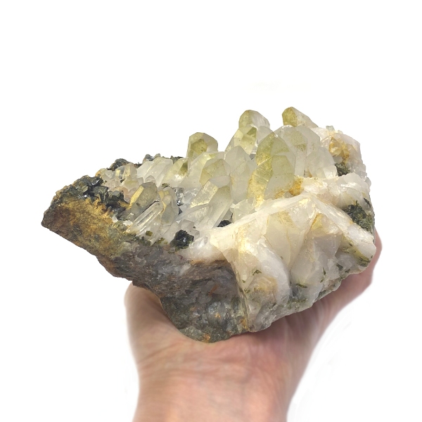 天然石 エピドート 緑れん石 共生 水晶 クラスター (1308) | kiraworld 