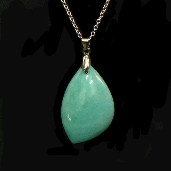 天然石 アマゾナイト ネックレス（ペンダント）01 シルバー 925チエーン付きの画像