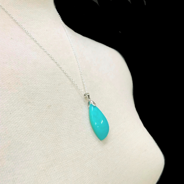 天然石 アマゾナイト ネックレス（ペンダント）01 シルバー 925チエーン付きの画像