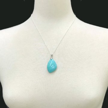 天然石 アマゾナイト ネックレス（ペンダント）01 シルバー 925チエーン付きの画像