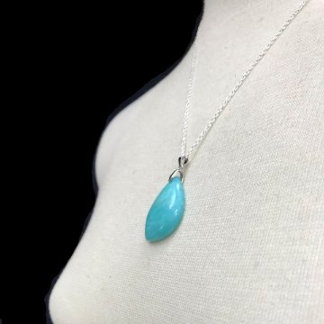 天然石 アマゾナイト ネックレス（ペンダント）01 シルバー 925チエーン付きの画像