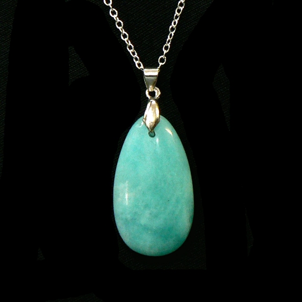 天然石 アマゾナイト ネックレス（ペンダント）07 シルバー 925チエーン付きの画像