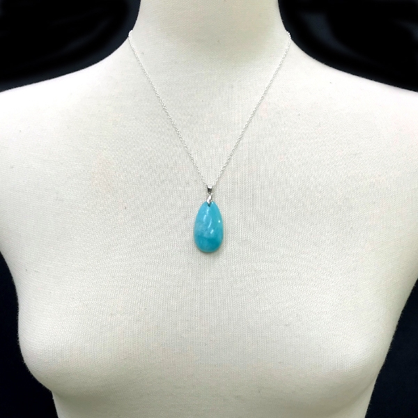 天然石 アマゾナイト ネックレス（ペンダント）07 シルバー 925チエーン付きの画像