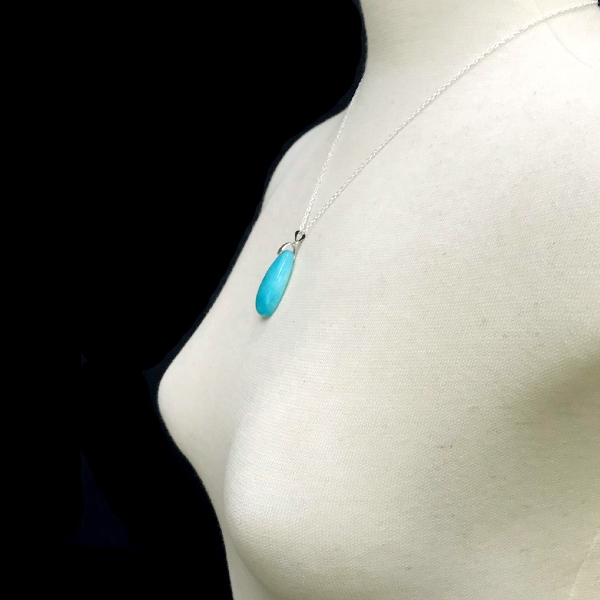 天然石 アマゾナイト ネックレス（ペンダント）07 シルバー 925チエーン付きの画像