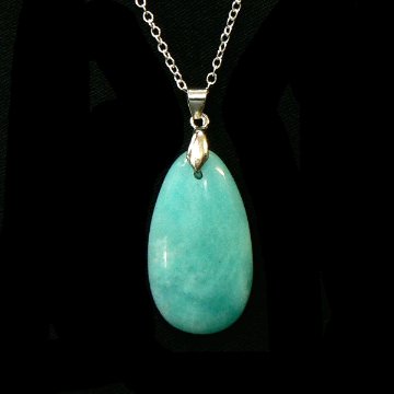 天然石 アマゾナイト ネックレス（ペンダント）07 シルバー 925チエーン付きの画像