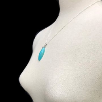 天然石 アマゾナイト ネックレス ペンダント（09）シルバー 925チエーン付き シルバー磨き用布付の画像
