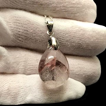 天然石 レッドファントム ペンダント ネックレス (10) シルバー磨き用布付の画像