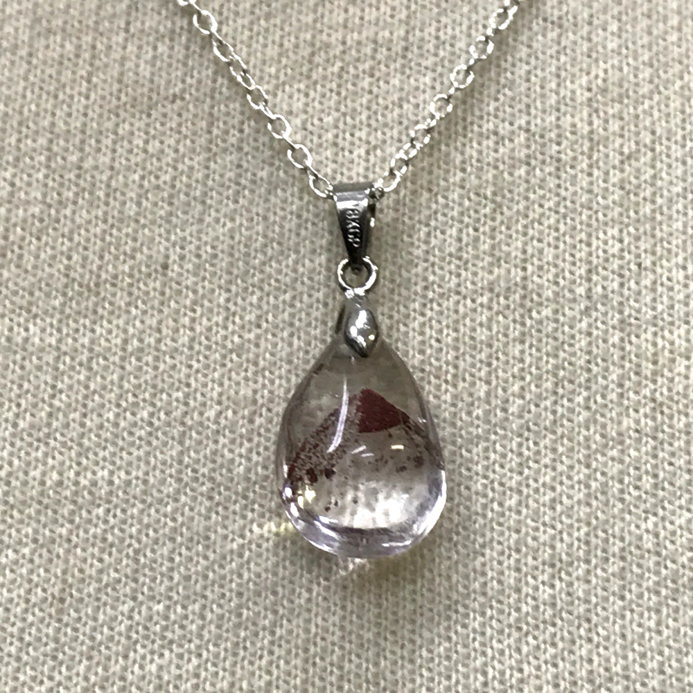 天然石 レッドファントム　ペンダント ネックレス (02) シルバー磨き用布付の画像