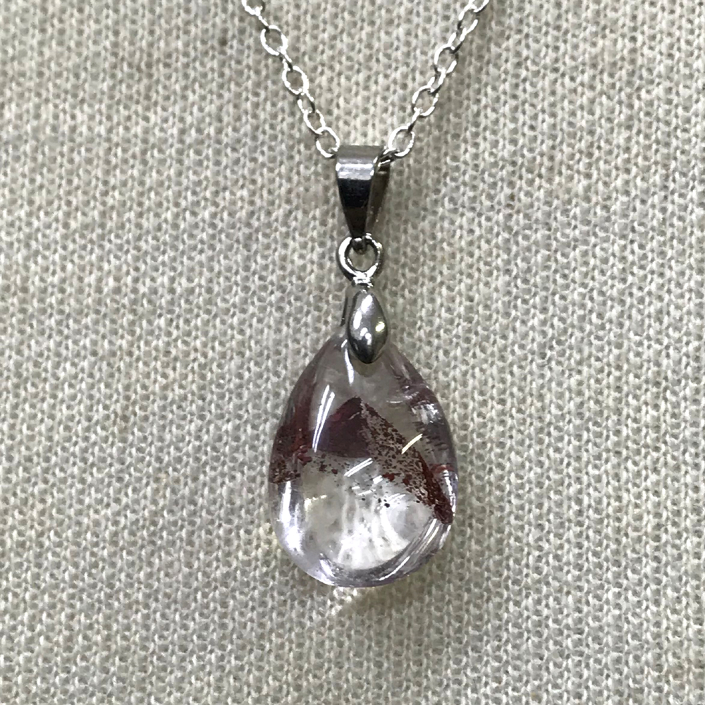 天然石 レッドファントム　ペンダント ネックレス (02) シルバー磨き用布付の画像
