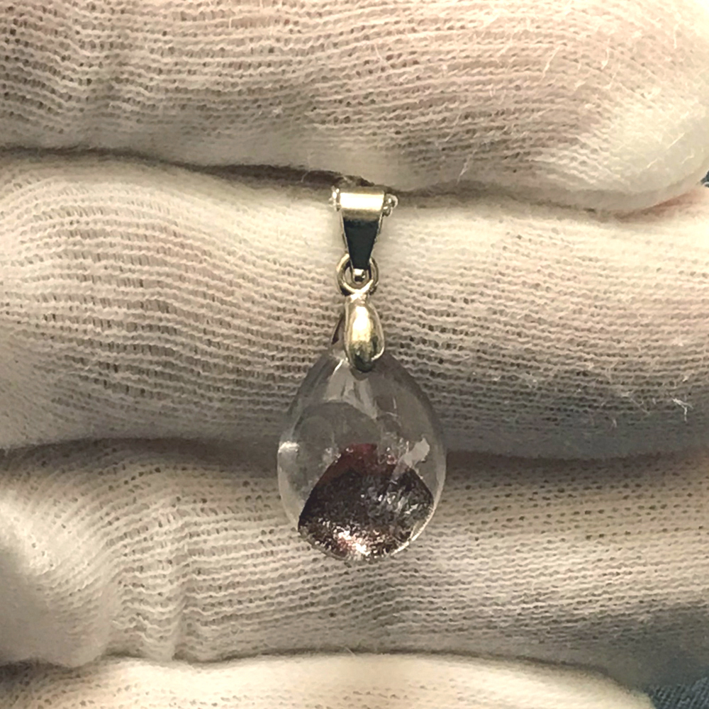天然石  レッドファントム ペンダント ネックレス (04) シルバー磨き用布付の画像