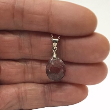 天然石  レッドファントム ペンダント ネックレス (04) シルバー磨き用布付の画像