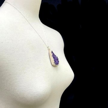 天然石 アメジスト原石 ペンダント ネックレス ( 01) シルバーチエーン付き シルバー磨き用布付の画像