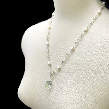 天然石 アメジスト パール ネックレス  (202)  シルバー磨き用布付き の画像