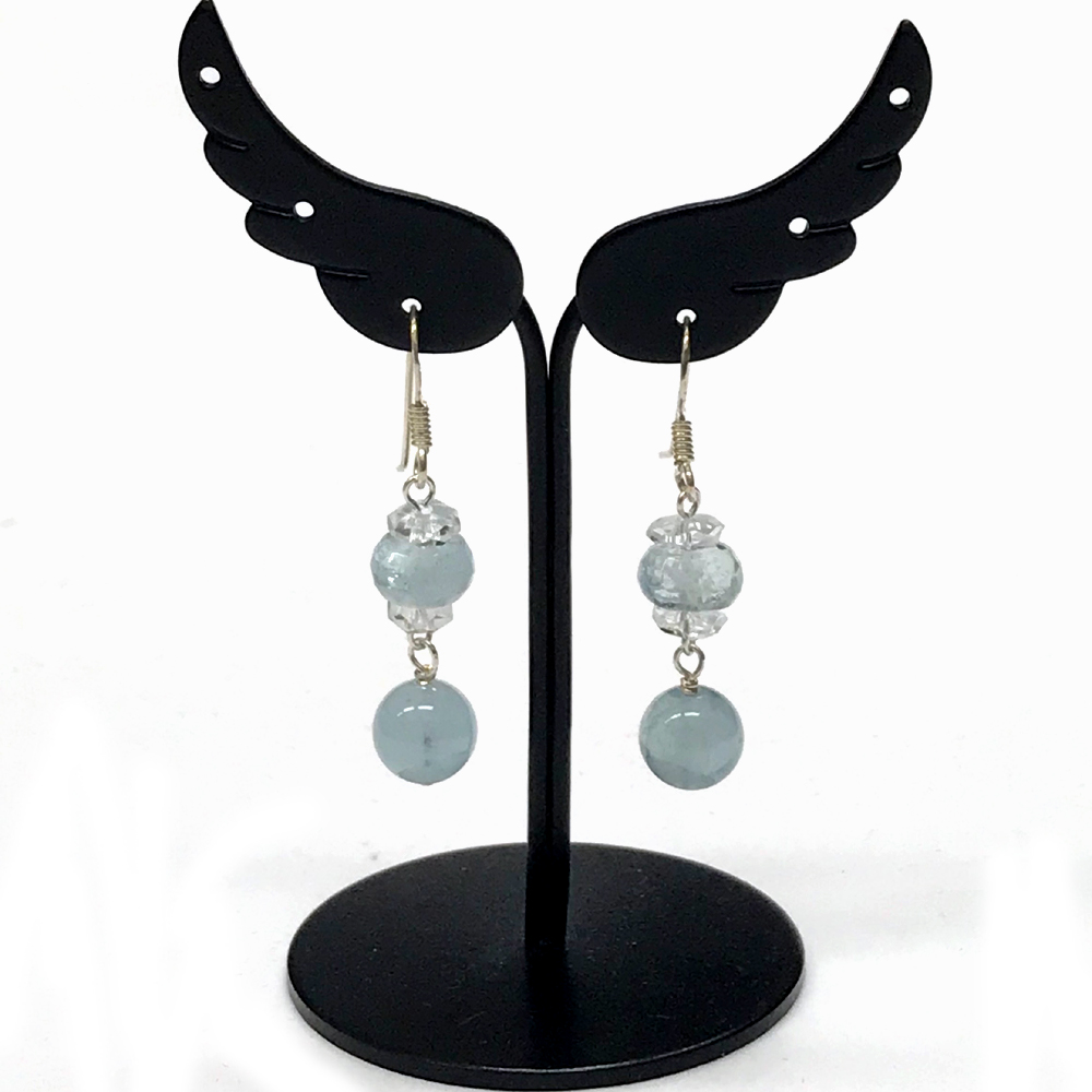 天然石 アクアマリン ピアス (821) シルバー磨き用布付の画像