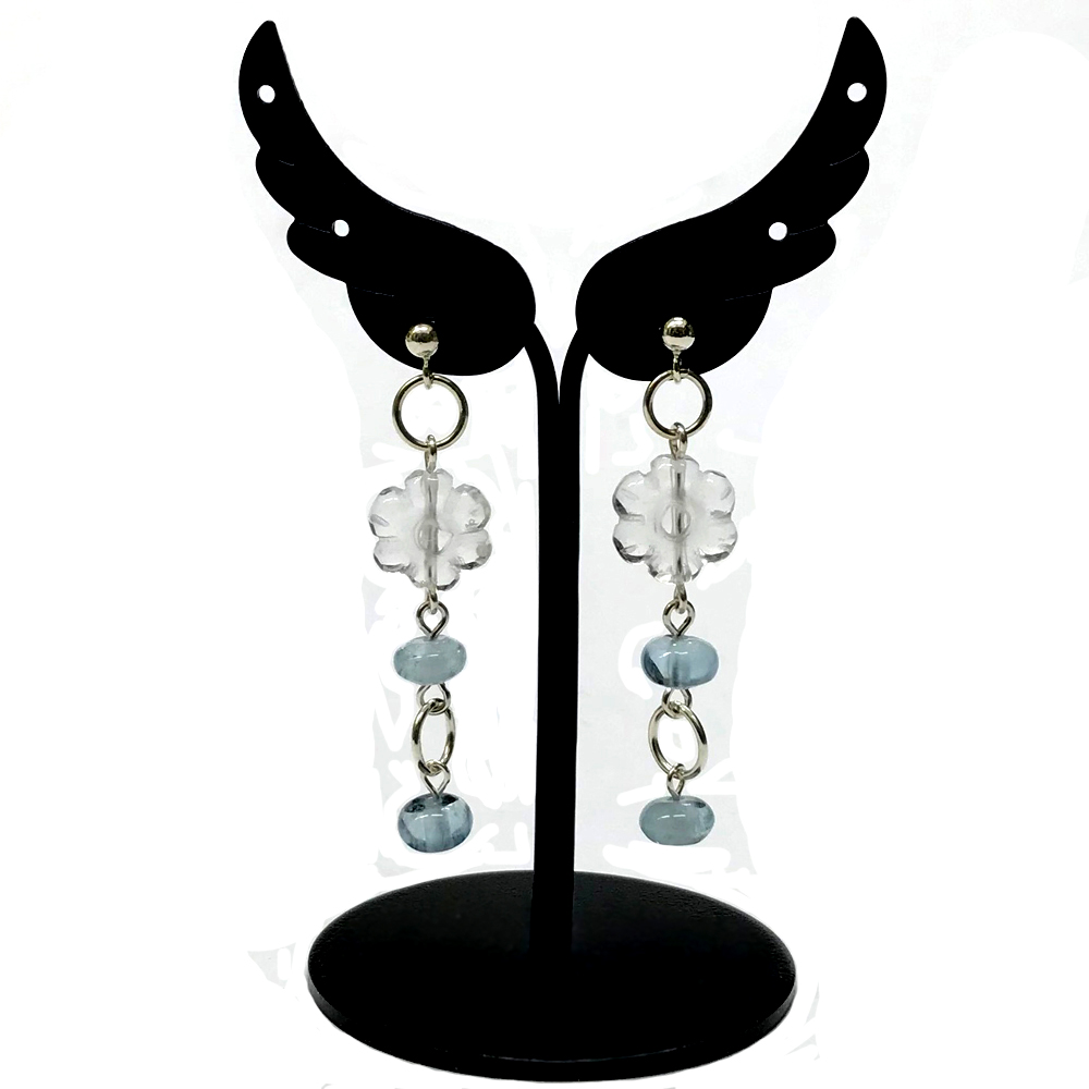 天然石 アクアマリン ピアス (834) シルバー磨き用布付の画像