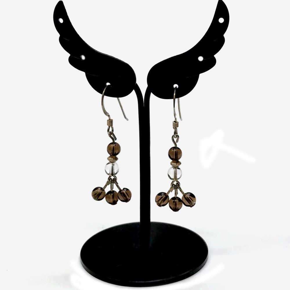 天然石 スモーキークォーツ ピアス (201) シルバー磨き用クロス付の画像