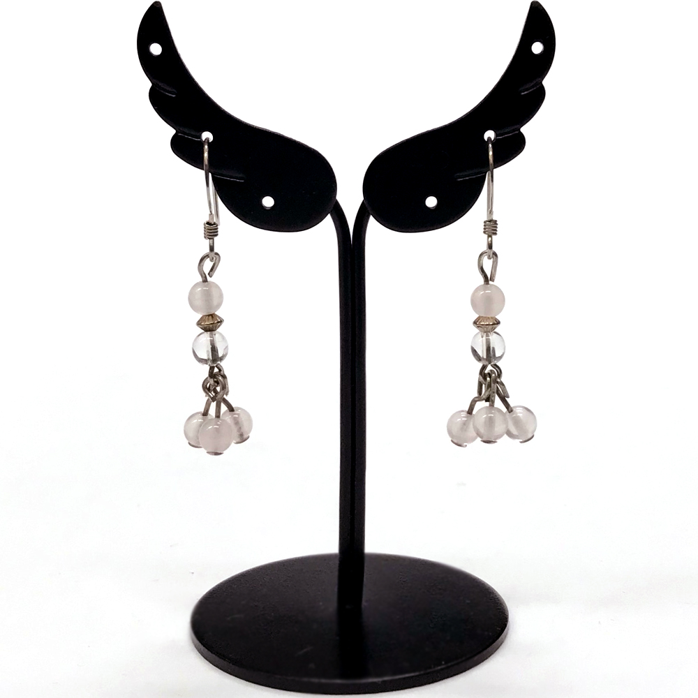 天然石  ローズクォーツ  ピアス  (201)  シルバー磨き用クロス付の画像