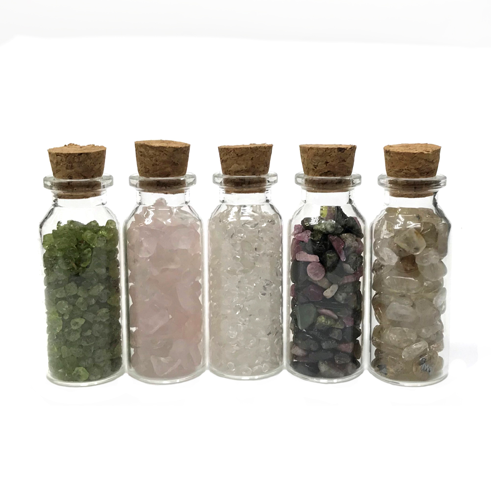  浄化用 天然石 さざれセット 02（トルマリン ローズクォーツ 水晶 ルチルクォーツ ペリドット）【おまかせ品】の画像